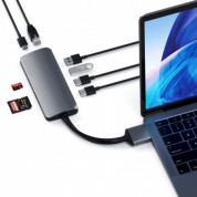 Satechi USB-C Dual Multimedia Adapter - мултифункционален хъб за свързване на допълнителна периферия за Apple MacBook (тъмносив) 3