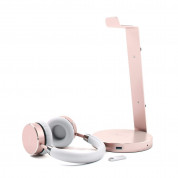Satechi Aluminium Headphone Stand - дизайнерска алуминиева поставка за слушалки с USB изходи (розово злато) 1