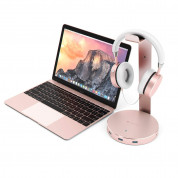 Satechi Aluminium Headphone Stand - дизайнерска алуминиева поставка за слушалки с USB изходи (розово злато) 3