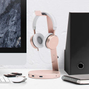 Satechi Aluminium Headphone Stand - дизайнерска алуминиева поставка за слушалки с USB изходи (розово злато) 4