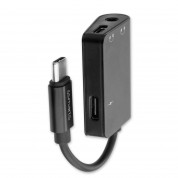 4smarts Active USB-C to USB-C And 3.5mm Aux Audio Splitter SoundSplit Digital - активен адаптер USB-C към 3.5 мм. и USB-C изход (6см) (черен)