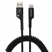 4smarts USB-C Data Cable SpiralCord - USB към USB-C кабел за устройства с USB-C порт (100 см) (черен) 