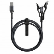 Nomad Rugged USB-A to Universal Cable - здрав кабел с въжена оплетка за устройства с Lightning, microUSB и USB-C порт (150 см) (черен)