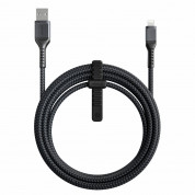 Nomad Rugged USB-A to Lightning Cable - здрав кабел с въжена оплетка за устройства с Lightning порт (300 см) (черен)