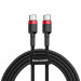 Baseus Cafule USB-C to USB-C Cable PD 2.0 60W (CATKLF-G91) - кабел с въжена оплетка и бързо зареждане за устройства с USB-C порт (100 см) (черен-червен) 1
