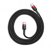 Baseus Cafule USB-C to USB-C Cable PD 2.0 60W (CATKLF-G91) - кабел с въжена оплетка и бързо зареждане за устройства с USB-C порт (100 см) (черен-червен) 3
