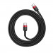 Baseus Cafule USB-C to USB-C Cable PD 2.0 60W (CATKLF-G91) - кабел с въжена оплетка и бързо зареждане за устройства с USB-C порт (100 см) (черен-червен) 4