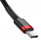 Baseus Cafule USB-C to USB-C Cable PD 2.0 60W (CATKLF-G91) - кабел с въжена оплетка и бързо зареждане за устройства с USB-C порт (100 см) (черен-червен) 4