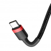 Baseus Cafule USB-C to USB-C Cable PD 2.0 60W (CATKLF-G91) - кабел с въжена оплетка и бързо зареждане за устройства с USB-C порт (100 см) (черен-червен) 5