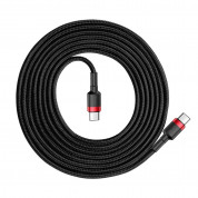 Baseus Cafule USB-C to USB-C Cable PD 2.0 60W (CATKLF-H91) - кабел с въжена оплетка и бързо зареждане за устройства с USB-C порт (200 см) (черен-червен) 2