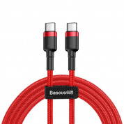 Baseus Cafule USB-C to USB-C Cable PD 2.0 60W (CATKLF-H09) - кабел с въжена оплетка и бързо зареждане за устройства с USB-C порт (200 см) (червен)