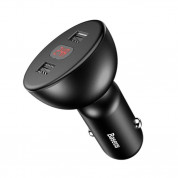 Baseus Shake Head Dual USB Car Charger (CCALL-YT01) - зарядно за кола с 2xUSB-A изхода и дисплей за зареждане на мобилни устройства (черен) 1