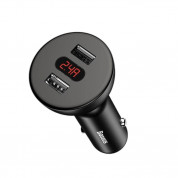 Baseus Shake Head Dual USB Car Charger (CCALL-YT01) - зарядно за кола с 2xUSB-A изхода и дисплей за зареждане на мобилни устройства (черен) 2