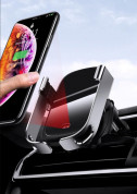 Baseus Rock Solid Wireless Charger Car Mount (WXHW01-01) - поставка за радиатора на кола с безжично зареждане за Qi съвместими смартфони (черен) 9