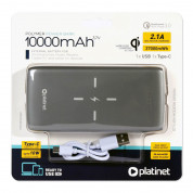 Platinet Power Bank 10000 mAh QI Wireless Charging - външна батерия с безжично зареждане, USB изходa и USB-C порт за таблети и смартфони (сив) 5