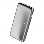 Platinet Power Bank 10000 mAh QI Wireless Charging - външна батерия с безжично зареждане, USB изходa и USB-C порт за таблети и смартфони (сив)