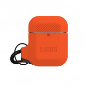 Urban Armor Gear Soft Touch Waterproof Silicone Hang Case - водо и удароустойчив силиконов калъф с карабинер за Apple Airpods (оранжев) 4