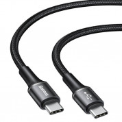 Baseus Halo USB-C to USB-C Cable PD 2.0 60W (CATGH-I01) - кабел с въжена оплетка за устройства с USB-C порт (50 см) (черен)  2