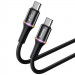 Baseus Halo USB-C to USB-C Cable PD 2.0 60W (CATGH-I01) - кабел с въжена оплетка за устройства с USB-C порт (50 см) (черен)  2