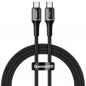 Baseus Halo USB-C to USB-C Cable PD 2.0 60W (CATGH-I01) - кабел с въжена оплетка за устройства с USB-C порт (50 см) (черен) 