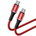 Baseus Halo USB-C to USB-C Cable PD 2.0 60W (CATGH-J09) - кабел с въжена оплетка за устройства с USB-C порт (100 см) (червен)  2