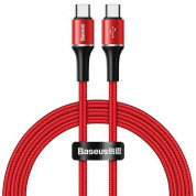 Baseus Halo USB-C to USB-C Cable PD 2.0 60W (CATGH-J09) - кабел с въжена оплетка за устройства с USB-C порт (100 см) (червен) 