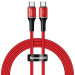 Baseus Halo USB-C to USB-C Cable PD 2.0 60W (CATGH-J09) - кабел с въжена оплетка за устройства с USB-C порт (100 см) (червен)  1