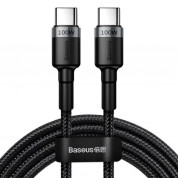 Baseus Cafule USB-C to USB-C Cable PD 2.0 100W (CATKLF-ALG1) - кабел с въжена оплетка и бързо зареждане за устройства с USB-C порт (200 см) (черен-сив)