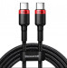 Baseus Cafule USB-C to USB-C Cable PD 2.0 100W (CATKLF-AL91) - кабел с въжена оплетка и бързо зареждане за устройства с USB-C порт (200 см) (черен-червен) 1