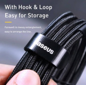 Baseus Cafule USB-C to USB-C Cable PD 2.0 100W (CATKLF-AL91) - кабел с въжена оплетка и бързо зареждане за устройства с USB-C порт (200 см) (черен-червен) 1