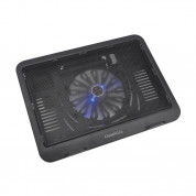 Omega Laptop Cooler Pad 14 cm Fan - охлаждаща ергономична поставка за Mac и преносими компютри (черен)