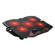 Omega Laptop Cooler Pad LCD Screen Black Red Light