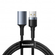 Baseus Cafule USB-А 3.0 Male to USB-А 3.0 Female Extension USB Cable (CADKLF-B0G) - удължителен USB кабел с въжена оплетка (100 см) (тъмносив)