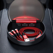 Baseus Car Sharing Charging Station - кутия за организране на кабели с USB изходи и универсален 3-в-1 USB кабел с Lightning, microUSB и USB-C конектори (черен) 10