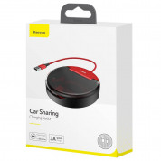 Baseus Car Sharing Charging Station - кутия за организране на кабели с USB изходи и универсален 3-в-1 USB кабел с Lightning, microUSB и USB-C конектори (червен) 5