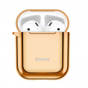 Baseus Shining Hook Silica Gel Case - силиконов калъф за Apple Airpods & Apple Airpods 2 (златист) 1