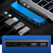Baseus Transparent Series USB-C Hub CAHUB-TS03 - мултифункционален хъб за свързване на допълнителна периферия за устройства с USB-C (син) 2