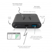 4smarts Inductive Wireless Power Bank VoltHub 10000 mAh with QQC 3.0 & PD - безжична външна батерия с USB и USB-C изходи, QQC 3.0 и PD (черен) 4