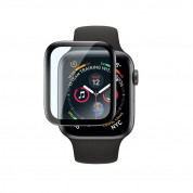 Premium Tempered Glass Protector - калено стъклено защитно покритие с извити ръбове за дисплея на Apple Watch 40мм (черен-прозрачен)