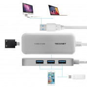 TeckNet HU05 USB 3.0 HUB - USB хъб с 4 USB 3.0 порта (сребрист)