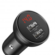 Baseus Digital Display Dual USB Car Charger (CCBX-0G) - зарядно за кола с 2xUSB-A изхода и дисплей за зареждане на мобилни устройства (черен) 2