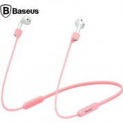 Baseus AirPods Silicone Hanging Sleeve - тънко силиконово въженце за безжични слушалки Apple Airpods & Apple Airpods 2 (розов) 1