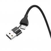 Baseus 2-in-1 Dual Output Cable - USB-C с USB-A накрайник към Lightning кабел за Apple устройства с Lightning порт (100 см) (черен) 4