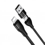 Baseus 2-in-1 Dual Output Cable - USB-C с USB-A накрайник към Lightning кабел за Apple устройства с Lightning порт (100 см) (черен) 1