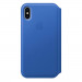 Apple Leather Folio Case - оригинален кожен (естествена кожа) калъф за iPhone X (син) 1
