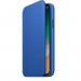 Apple Leather Folio Case - оригинален кожен (естествена кожа) калъф за iPhone X (син) 2