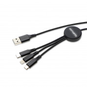 4smarts 3in1 Cable GlowCord 1m fabric with MicroUSB, Lightning and USB-C (black) 1