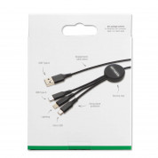 4smarts 3in1 Cable GlowCord 1m fabric - качествен светещ многофункционален кабел за microUSB, Lightning и USB-C стандарти (100см)(черен) 3