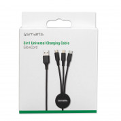 4smarts 3in1 Cable GlowCord 1m fabric with MicroUSB, Lightning and USB-C (black) 2