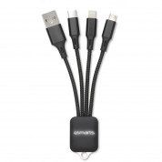 4smarts 3in1 Cable GlowCord 6cm fabric - качествен светещ многофункционален кабел за microUSB, Lightning и USB-C стандарти (6см) (черен)